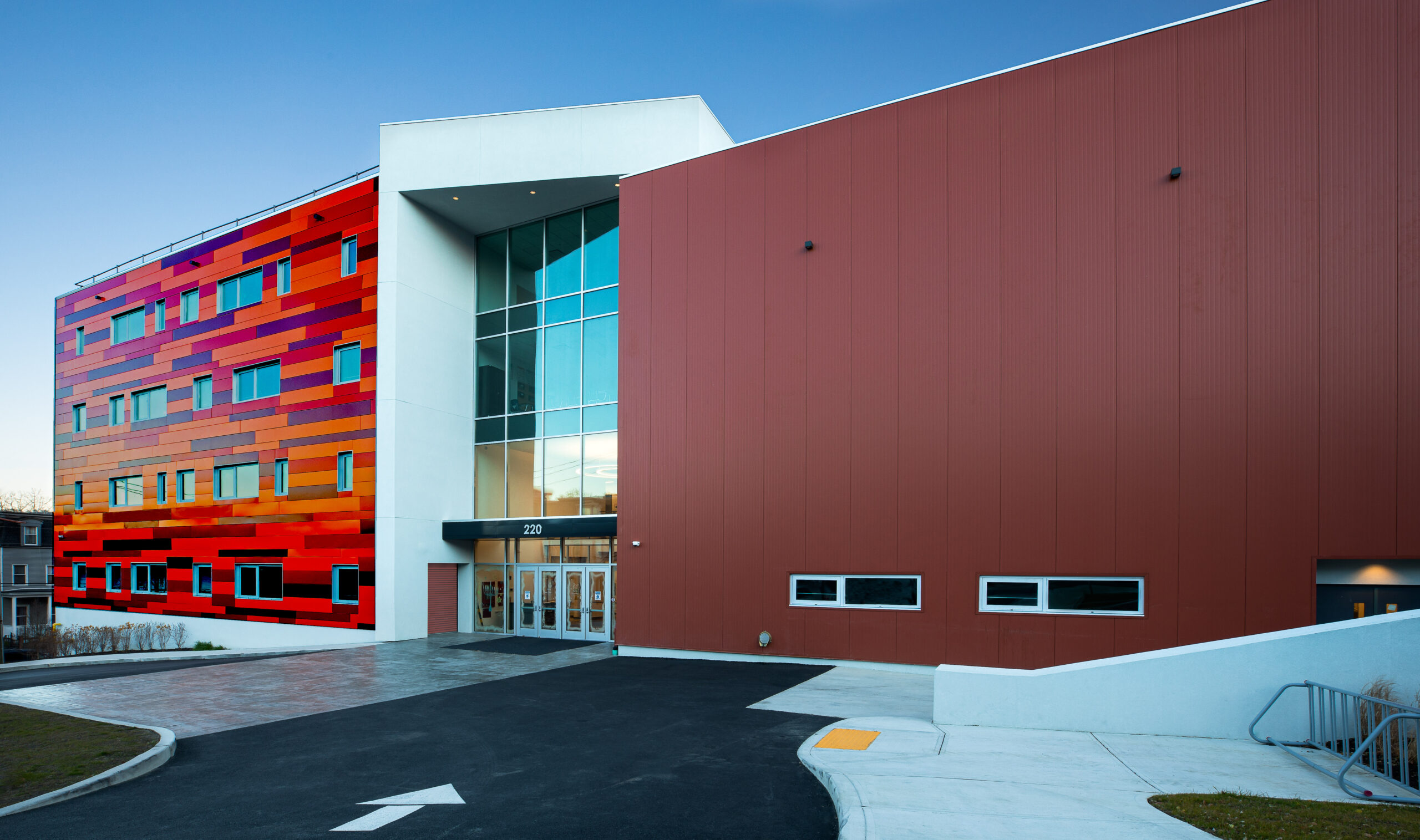 Sisca Organization was general contractor for 90,000 sf Yonkers, NY Charter School building, exterior seen here 
